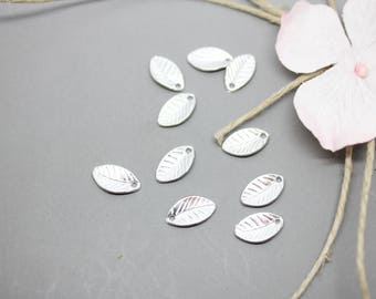 20 charms Silver Charm leaf 7x11mm-creating jewelry