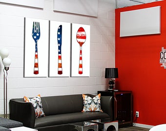 Decor on canvas triptych covered USA 3 x (55 x 120)