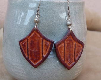 Earring "tan" leather and Brown "Blazon"