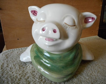 Smiley the Pig, original lid, Shawnee Pottery Cookie Jar