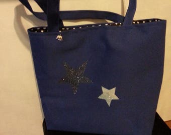 Navy blue canvas bag with stars