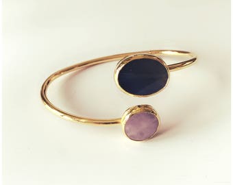 Navy Blue & Light Purple Golden Bracelet