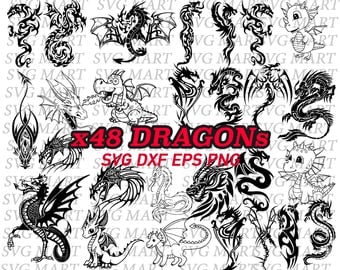dragon svg, line art, tribal dragon, chinese dragon, cute dragon, stencil, line art, silhouette, png, eps, dxf, vinyl, vector, iron on,decal
