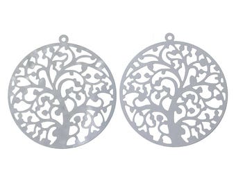 Set of 2 pendants prints filigree tree 43 x 40 mm stainless steel