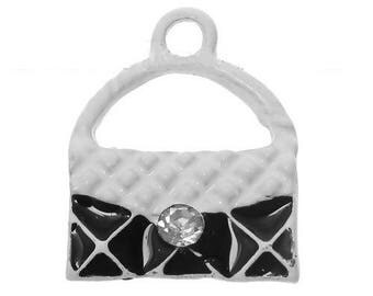 x 1 black and white purse charm