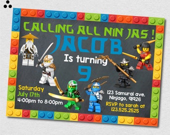 Lego Ninjago Invitation, Lego Ninjago Invite, Lego Invitation, Lego Invite, Lego Ninjado The Movie, Ninjago, Lego, Digital, 3DS-025