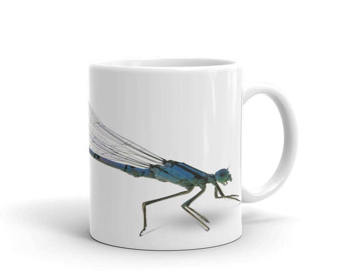 Dragon Fly, Blue-green Dragon Fly, Dragon Fly Cups and Mugs, Flying Insect Image, Insect Mug Design