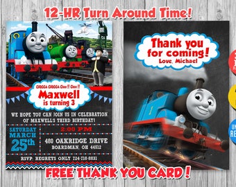 Thomas The Train Invitation with FREE Thank you card, Thomas The Train Birthday,Thomas The Train Birthday Invitation,Thomas The Train Party