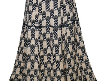 Gypsy Printed Casual Long Skirt Playful Feeling Summer Rayon Hippie Chic Flared Maxi Skirts S/M