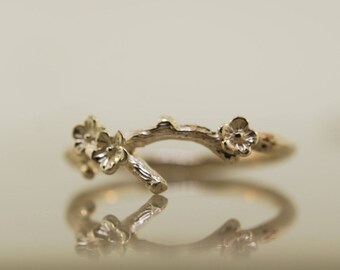 Silver blossom ring,branch ring,wedding ring, Twig ring, cherry blossom ring, silver twig ring
