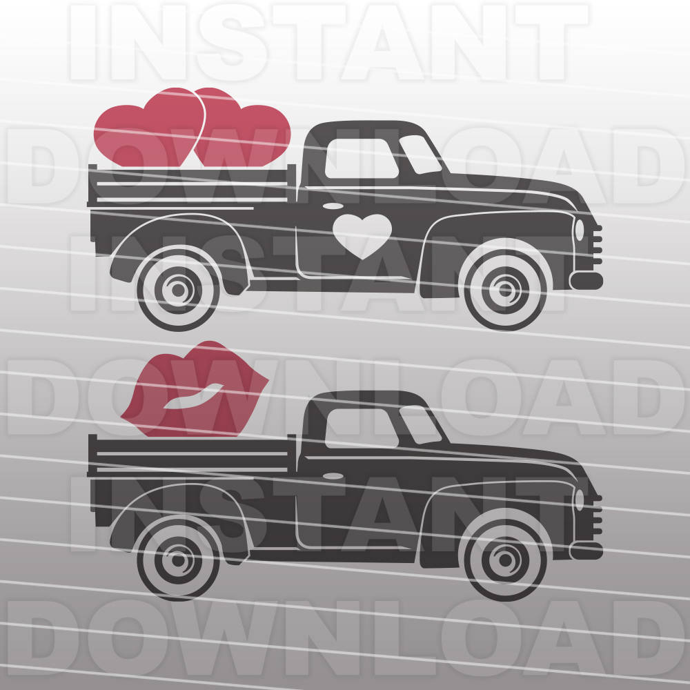 Valentines Old Truck Svg  Layered SVG Cut File  Get Free Script Fonts
