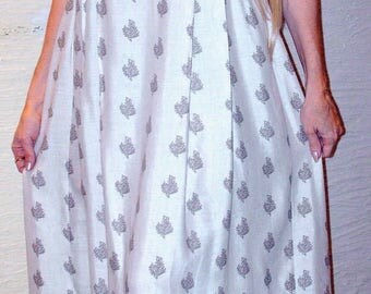 Upcycled Dress, Upcycled Skirt, Handmade Clothing, OOAK, Earth Friendly, Flowered Dress, Drawstring, Wooden Beads,Hippie Dress,Boho Clothing