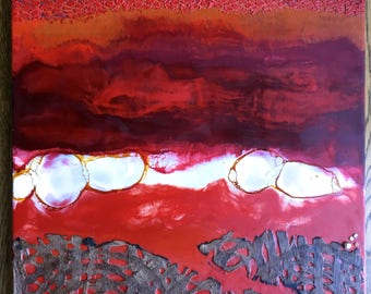 Original encaustic painting- On Fuego #3