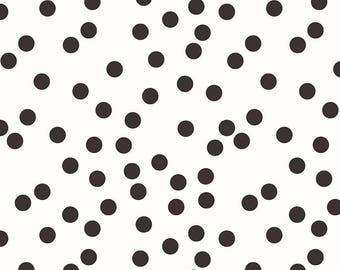 Yes Please Dots Black - scattered black polka dots on creamy white background - Yes Please from Riley Blake - 100% cotton quilting fabric