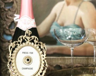 Press For Champagne Christmas Ornament/bottle charm