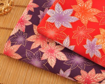 4460 - Japanese Maple Leaf Cotton Fabric - 43 Inch (Width) x 1/2 Yard (Length)