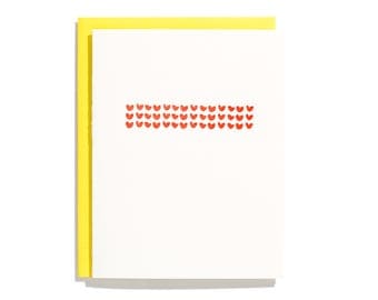 Hearts - Letterpress Love Card - CL131