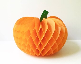 Halloween Decoration Pumpkin Orange Pumpkin Honeycomb Pumpkin Holiday Decor Vintage Tissue Pumpkin