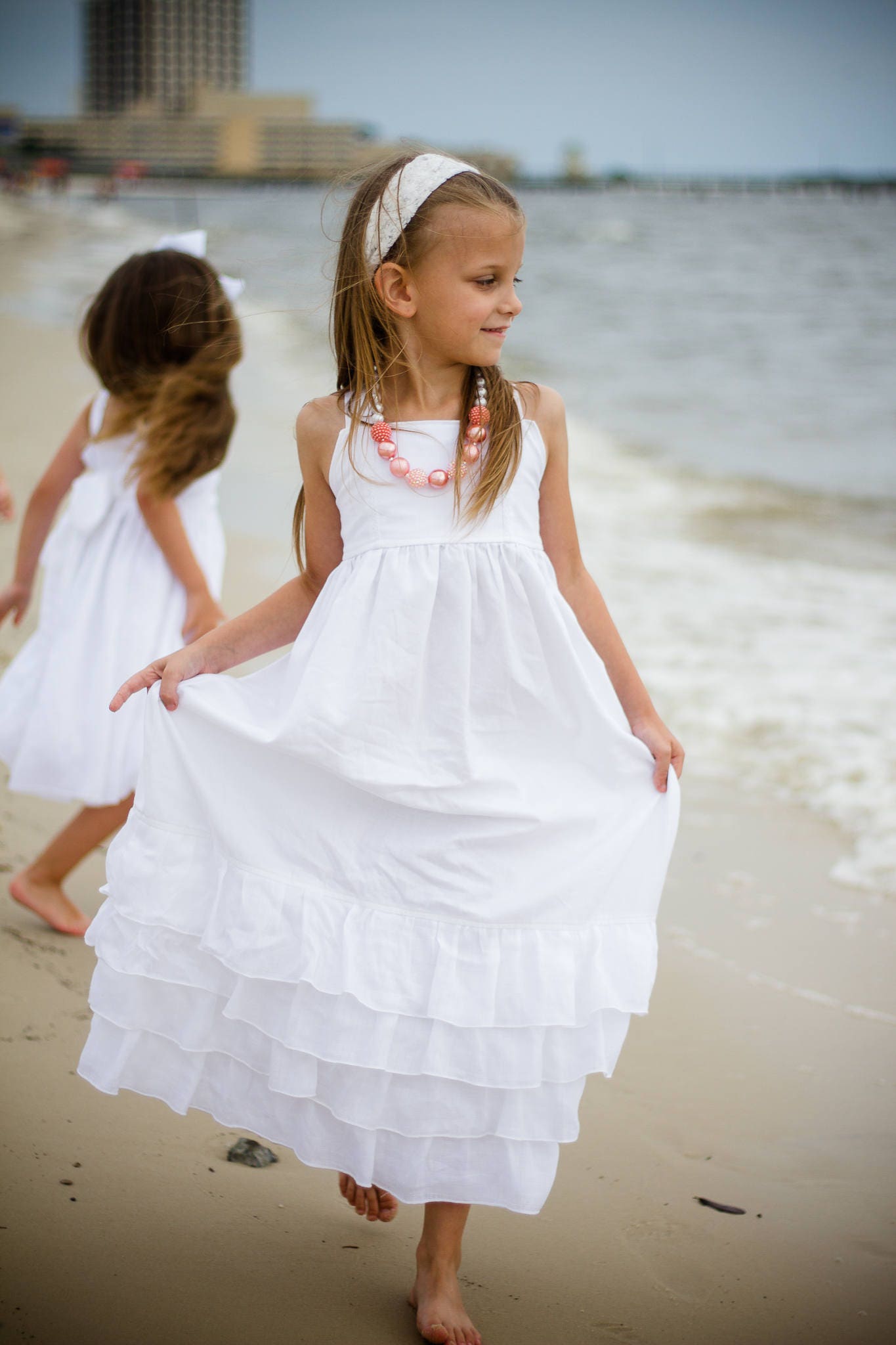 white beach dress