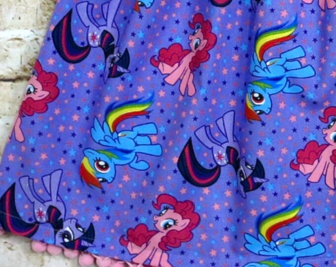My Little Pony Birthday Dress - Toddler - Baby Girls - PERSONALIZED - Pom Pom Dresses - Purple - Rainbow Dash - Sizes 6 months to 8 years