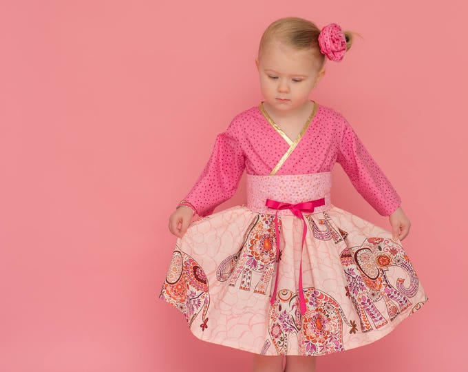 Pink and Gold Dress - Toddler Twirl Dress - Baby Girl Spring Dress - Pretty Girls Dresses - Toddler Boutique Dress - Little Girl 12 mo/2T