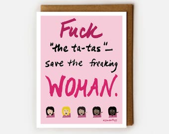 Breast Cancer Card, Blank Card, Cancer Support, Empathy Card, Breast Cancer Survivor, Planned Parenthood, Save the TaTas, Fundraiser, Snarky