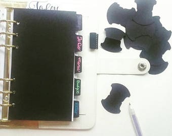 Planner Tabs - Black Planner Tabs - Paper Tabs - Blackout tabs - Black Out Planner - Blackout Planner Supplies - (18)