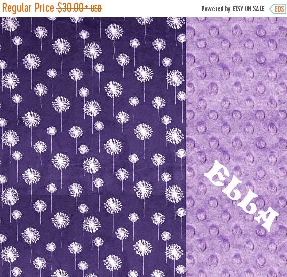 SALE Purple Flower Minky Blanket Lilac Dandelion Flower