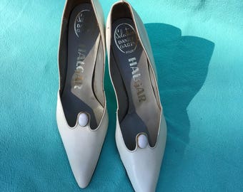 Escarpins cuir blanc années 60