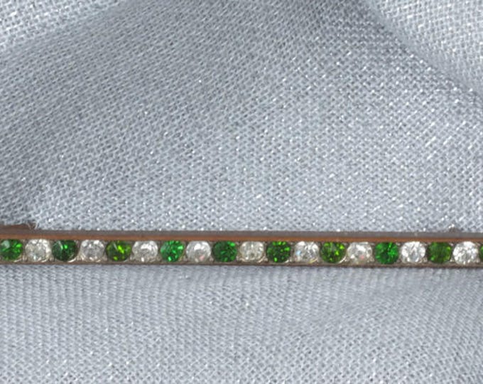 Green and Clear Crystal Bar Pin Edwardian Era Vintage Antique