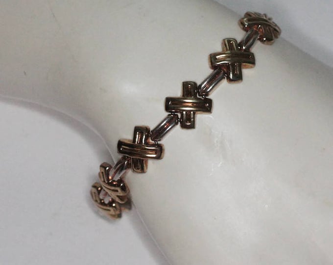 Milor Italy Bracelet Sterling Vermeil Gold Wash Cross Link Design Vintage