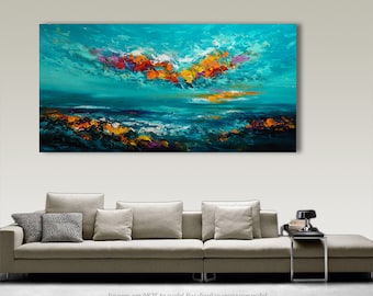 Palette Knife Painting, Modern Painting, Art, LARGE Painting, Wall decor, Wall Art, Canvas Art, Acrylic painting, Art by Catalin Seascape