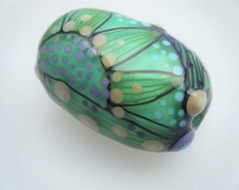 Moogin Beads- Detailed abstract oval focal , lampwork / glass bead set - SRA