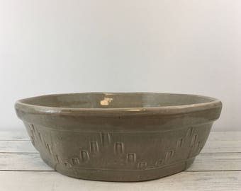 Manley Pottery Bowl Gray Green Vintage VTG Stoneware Pottery Octagonal EUC