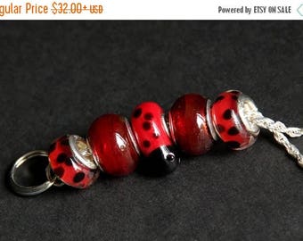 BACK to SCHOOL SALE Ladybug Lanyard. Red Lanyard. Badge Lanyard. Lady Bug Lanyard. Badge Necklace. Beaded Lanyard. Id Badge Holder. Handmade