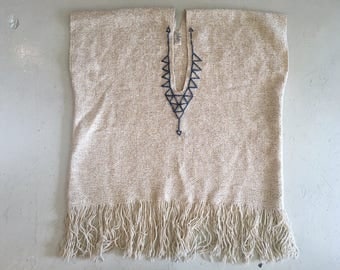 Beautiful Oatmeal Vintage Handwoven in California Poncho