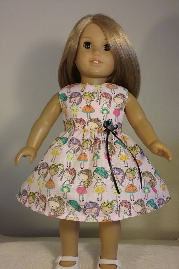 18 inch doll clothes Pink Girly Print Dress fits like American