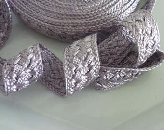 Moroccan trim, silver gray art silk , woven, 5 metres