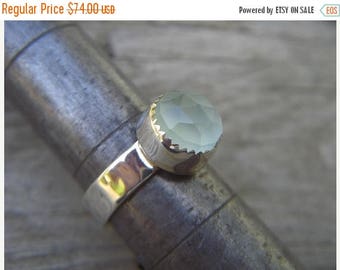 ON SALE Lime green chalcedony ring in sterling silver