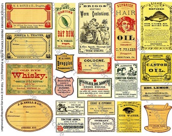 General Store Labels Antique Apothecary Clip Art Paper