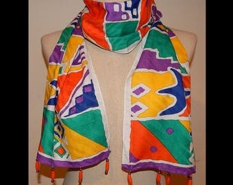 ON SALE Ginnie Johansen Colorful 100% Cotton Wooden Beads Scarf