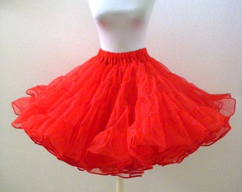 Vintage Cherry RED Crinoline - Super Full Red Nylon and Netting Crinoline Petticoat - Square Dance Crinoline - Size Small - Vintage Lingerie