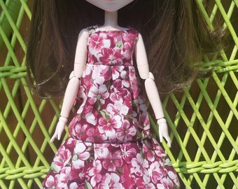 Floral patterned pink 3 tiered maxi dress