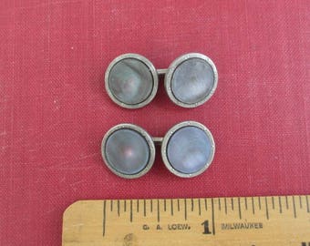 Abalone Cuff Links / Shirt Studs - Vintage, Round