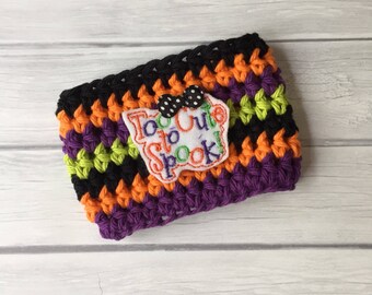 Halloween cup cozy, Halloween, cup cozy, coffee cozy, coffee cup cozy, coffee sleeve, trick or treat, reusable cup sleeve, cozy, orange cozy