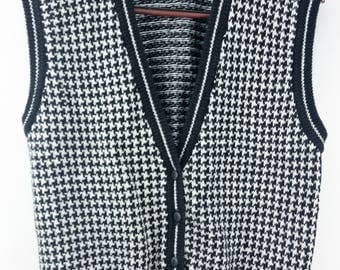 Vintage Westbound Houndstooth Check Preppie Old Man Sweater Vest Size XL