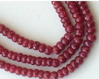 ON SALE 55% Ruby Beads, Ruby Jewelry, Ruby Necklace, Ruby Faceted Rondelles, 5.5mm To 6.5mm, 8 Inch Full Strand