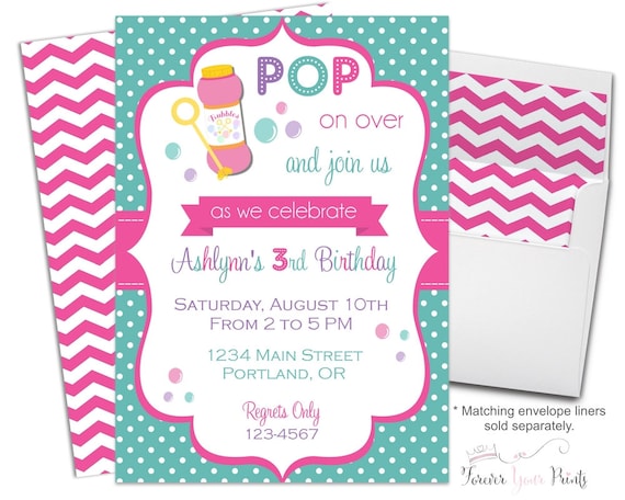 Bubble Party Invitation - Bubble Party Invite - Bubble Birthday Invitation - Bubble Invite - Bubble Fun - Blowing Bubbles - Girls Birthday Il_570xn