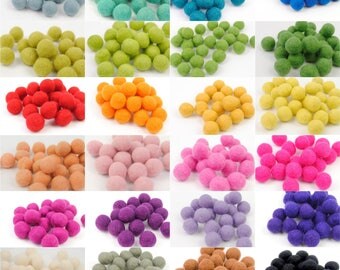20 Felt Balls - CHOOSE THE COLOURS - 2cm Wool Felt Balls - Pack of 20 - 100% Wool Felt - Felt Pom Poms