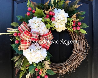 NEW!! Christmas Wreaths for Front Door, Front Door Wreaths, Christmas Door Wreaths, Hydrange Wreath, Grapevine Wreath, Wreaths for Door